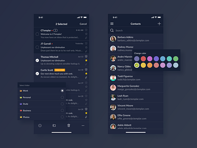CTemplar Black Theme Mobile App anonymous email encryption folder interaction ios label mobile premium profile protection redesign subscription tag timer ui ux