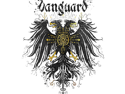 Illustration for metal band bam band brno eagle illustration logo metal twoheaded vanguard