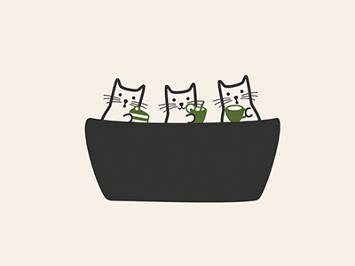 Illustration for Cat Café Pelíšek café cake cat cats cute illustration kittens lemonade