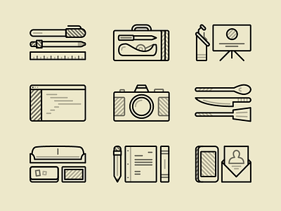 My Icon Set Update camera code cooking couch design icon line speaking table television work writing