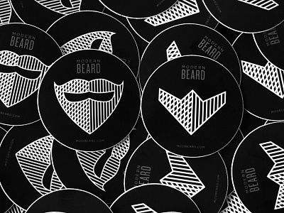 Modern Beard Stickers beard brand circle icon line art sticker