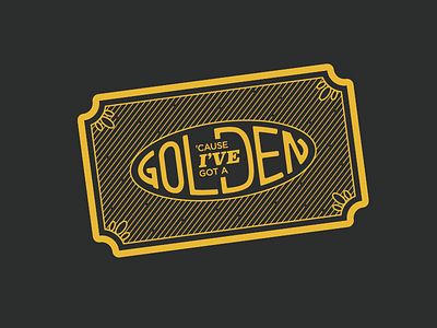 Golden Ticket gold illustration line art typography wonka yellow