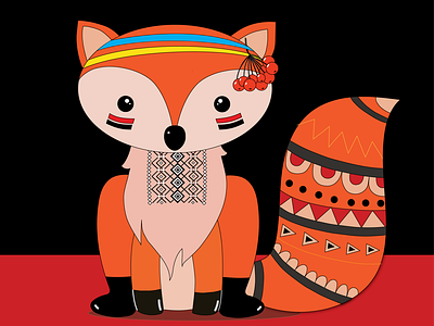 Ukrainian Foxy character design flat illustation graphic design illustrator