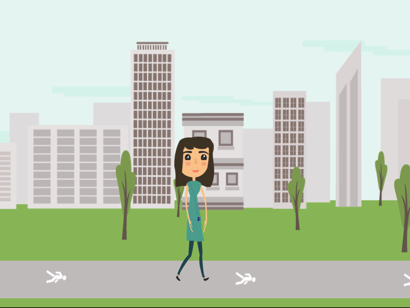 Hello dribbble aftereffects airplane animation city firstshot flat flatanimation girl hellodribbble