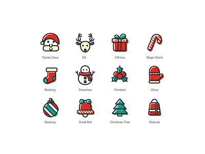 Christmas icons icon 手绘 美术 设计