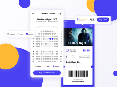 Ticket Circle App app design ui ux 交互 图标 应用 电影 界面 设计 购票
