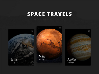 Daily UI #091 - Curated for you card concept curated for you dailyui design recommended space travel ui ux web design