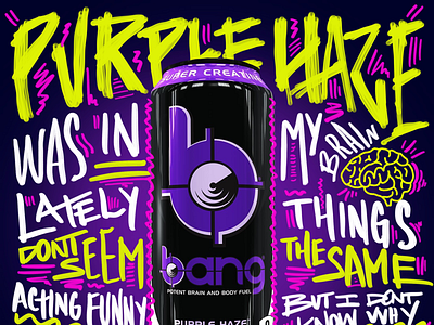 Bang Energy Purple Haze art can graffiti hand lettering hand type lettering packaging social media street type typography