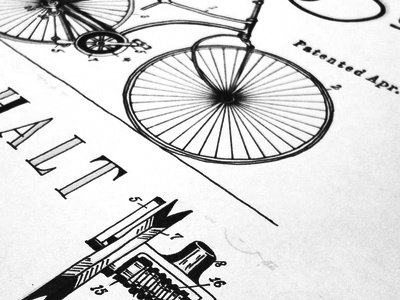 Bike Patent Print bicycle bike hand lettering illustration poster print