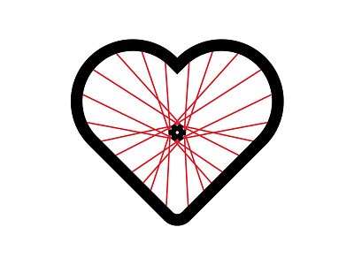 Heart Wheel bicycle bike icon logo wheel