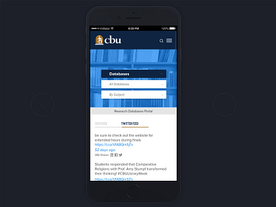 Library Site drop down mobile ui ux web