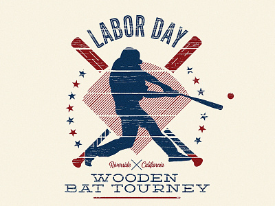 Wooden Bat Baseball Tourney Tee apparel baseball retro screen print shirt texture vintage