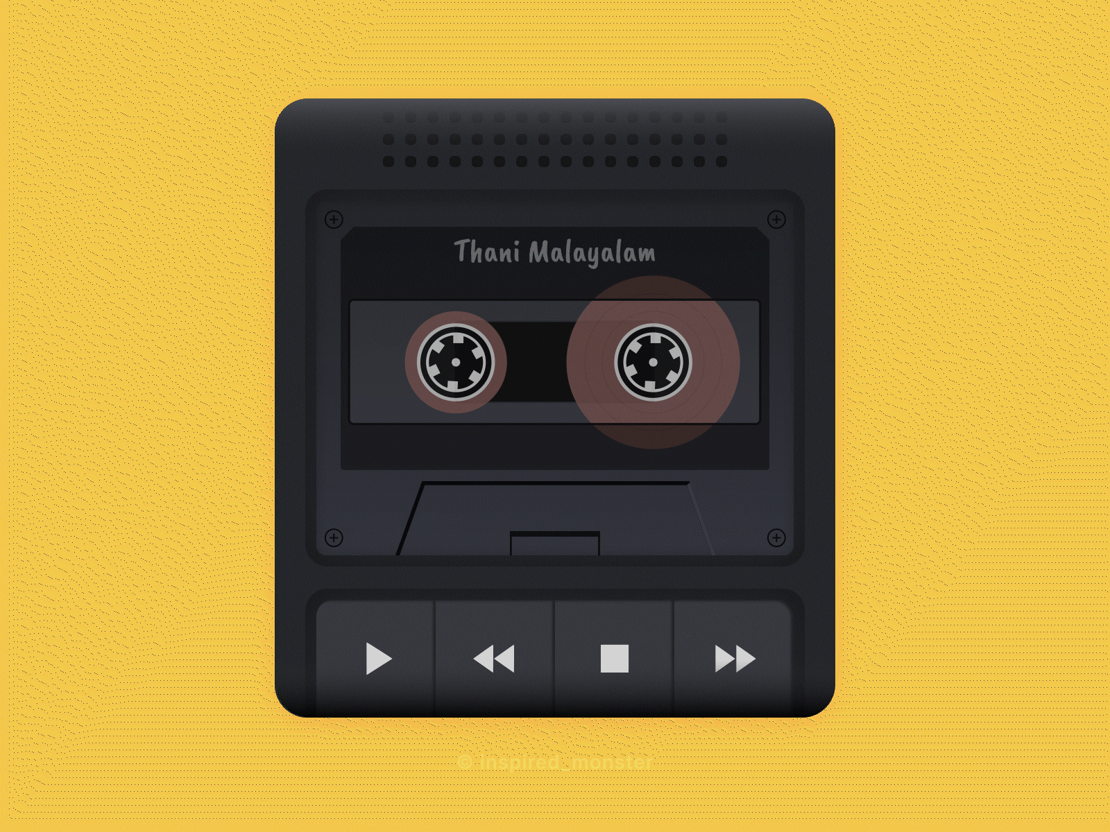 Music Player Series - Day 07 animation casette clean dailyui dark design gif minimal music music app music player neumorphism old retro simple skeumorphism tape tape recorder ui ux