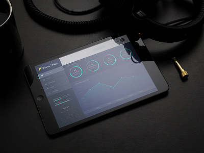 Mosbius Designs Dashboard Version 2 analytics blue calendar dark design graph himym menu mockup report tablet ui