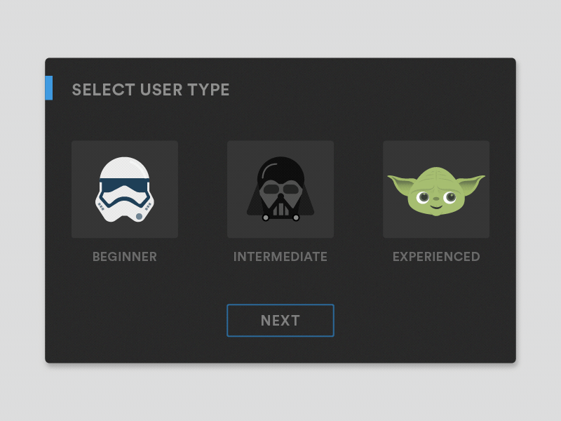 Daily UI #64 User type Design - Star wars version