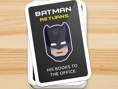 Library book sticker for Entri batman book clean cute designer entri minimal office returns sticker stickermule