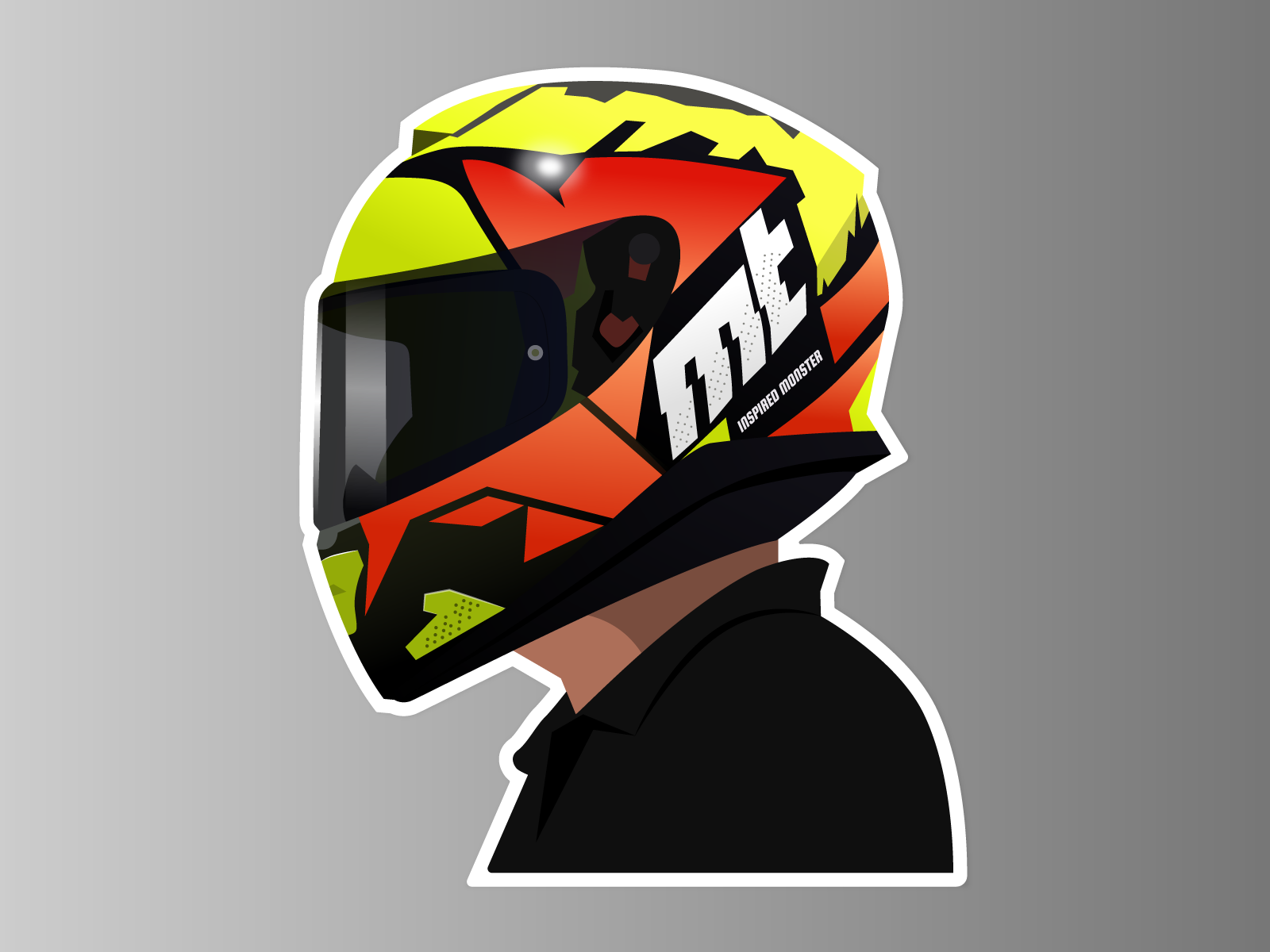 Rough motorcyclist avatar character Royalty Free Vector