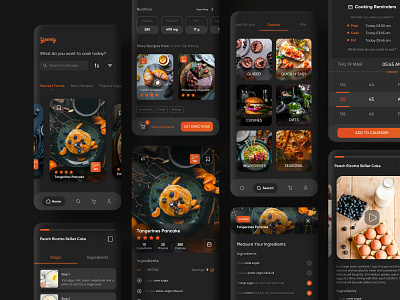 Yummly App Redesign app card clean cook cooking dark mode dribbble food illustration ingredient menu product card product design recipe ui ux yummly