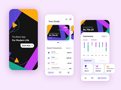 Banking and finance application app app design bank bank app bank card banking branding business business card card clean colors credit card finance fintech mobile pattern payment ui