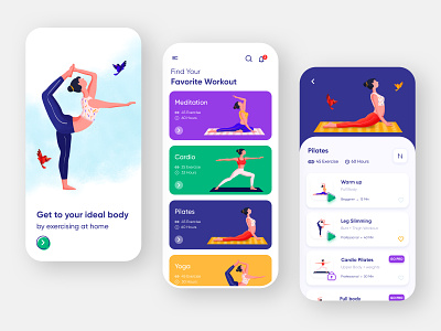 Personal Training App app app design application card crossfit exercise fitness gym illustraion illustrator ios mobile pilates sport statistics training ui workout yoga