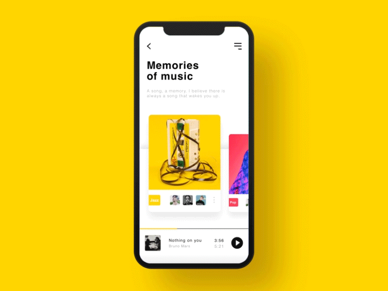 Yellow shadow animation app，music gif ux，dimest