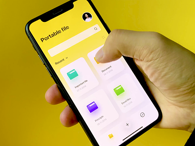 Moving file 3.0 animation app card clean design dimest file flame motion ui ux yellow