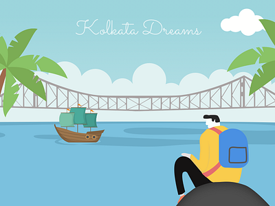 Best way I imagine my Kolkata Dairy "What If?" alone beach dreams howrah howrahbridge illustration india kolkata travel