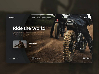 UI Design with motorcycle thematic. branding design ui web