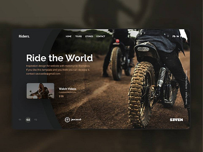 UI Design with motorcycle thematic. branding design ui web