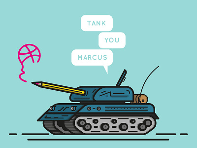 Tank You Marcus / Hello Dribbble clean debut design dribbble first shot illustration lines minimal thank thanks vector you