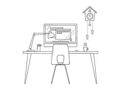 My Workspace design desk desktop flat lineart minimal portfolio simple workspace
