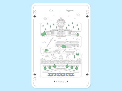 Kassel - Postcard city documenta graphic design icons illustration kassel lineart postcard sights simple skyline