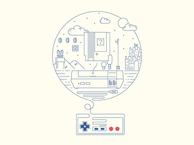 Nintendo Mood classic icon illustration line art nes nintendo old school outline retro simple super mario vector