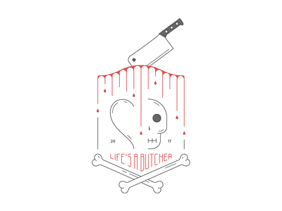 Life's a ... badge blood bones butcher illustration knife lineart logo minimal skull