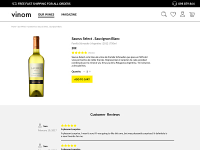 Vinom Online store bottle button buy e commerce product ux web website wine winery