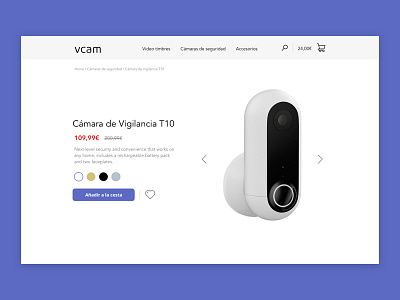 Vcam product page button buy camera e commerce landing product ux web website