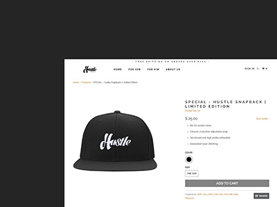 Product Page Design of HustleHat ecommerce ecommerce design shopify shopify store ui ux web design