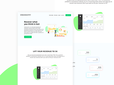Landing Page Design for Checkoutify clean funny landing page saas website shape website design
