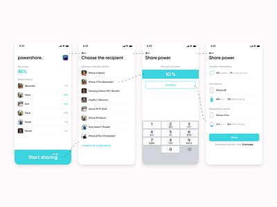 Phone Battery Power Share Mobile App Concept concept interface mobile mobile app prototype ui ui design uiux ux ux design uxui