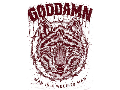 Goddamn wolf t-shirt illustration brushstroke ilustración merchdesign screenprinting t shirt