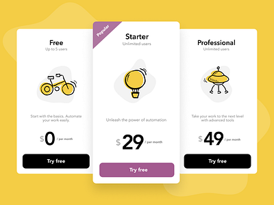 Pricing Table Exploration hand drawn hand drawn icons illustration pricing pricing plan pricing plans pricing table