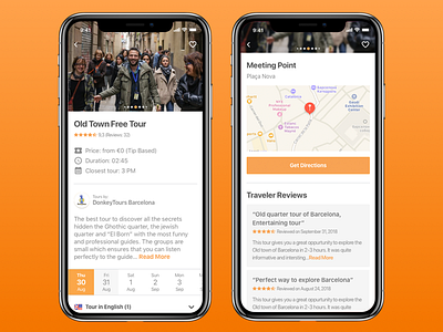 Freetour.com — Travel App app app screens application calendar ios product design product details product page tours travel