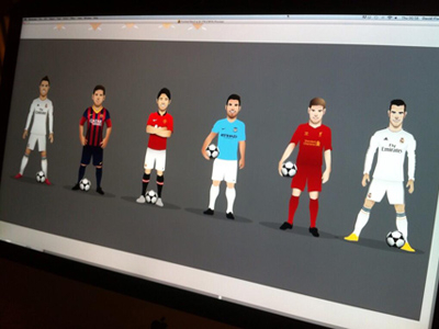 Football player line up bale ball football gerrard illustration kagawa messi ronaldo soccer vector