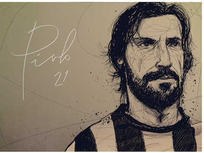 Andrea Pirlo illustration andrea pirlo drawing football illustration italy juventus midfielder player soccer vector