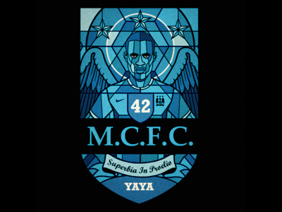 yaya toure final design football illustration manchester city fc mcfc soccer stained glass vector yaya toure