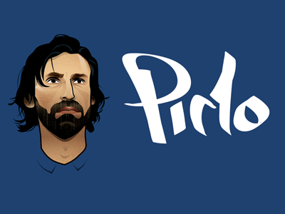 Andrea Pirlo illustration andrea pirlo drawing football illustration italy juventus midfielder player soccer typography vector