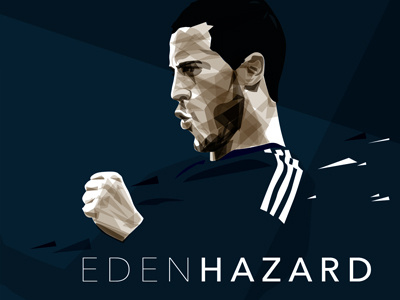 Eden Hazard illustration chelsea eden hazard football geometric illustration soccer typography vector