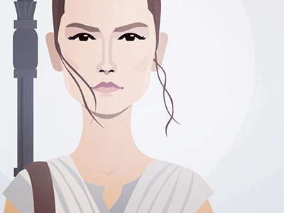 Star Wars Rey version 2 illustration portrait poster rey star wars vector