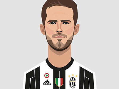 Juventus match day illustrations football illustration juventus pjanic portrait soccer vector
