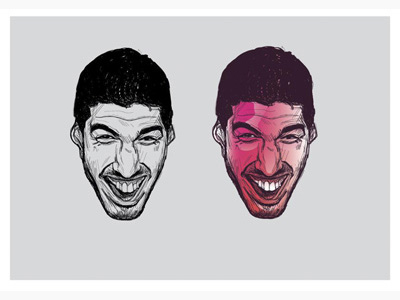 Luis Suarez for magazine brief drawing football illustration liverpool fc luis suarez portrait